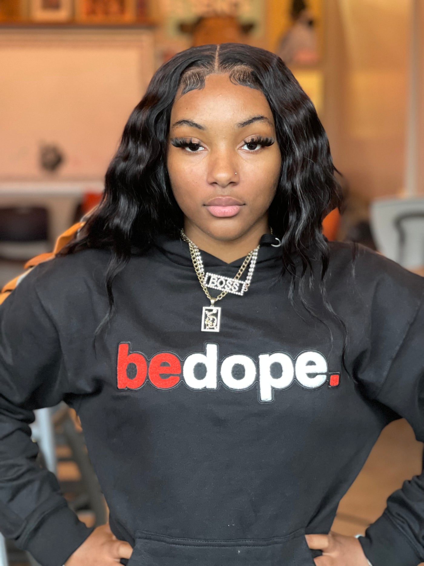 Black bedope. Chenille Hoodie