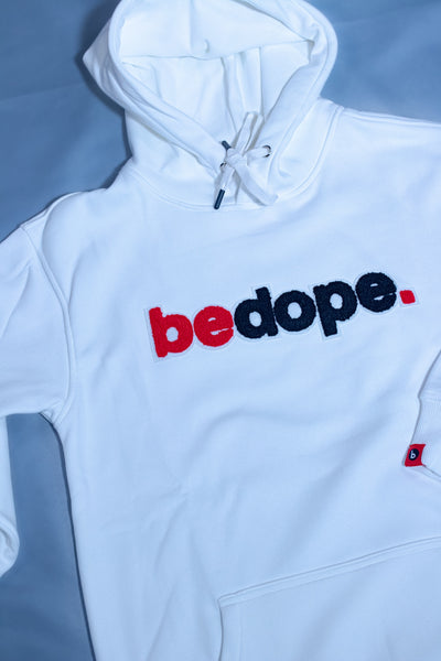 White bedope. Chenille Hoodie