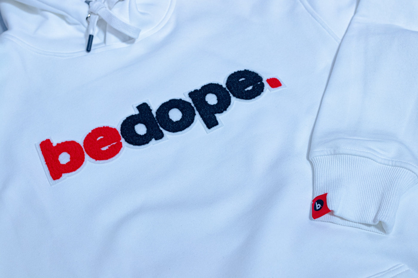 White bedope. Chenille Hoodie